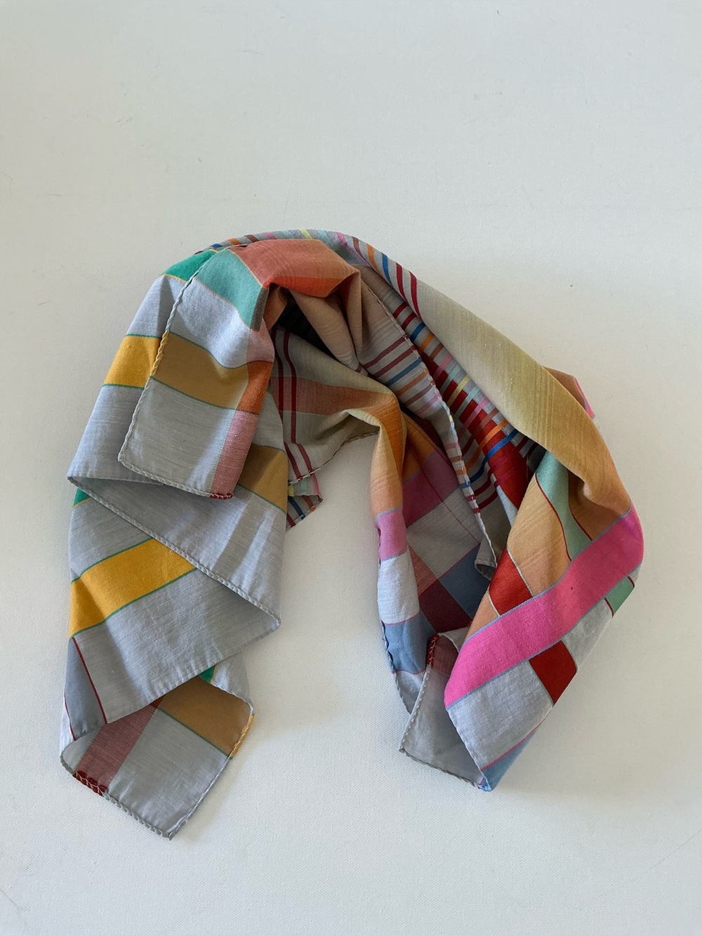 Green and Brown Plaid Silk Scarf